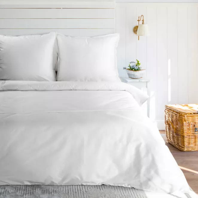 Pościel 160x200 cm komplet 3 częściowy z satyny bawełnianej kolor biały zdobiona elegancką koronką RETRO 5 Eurofirany