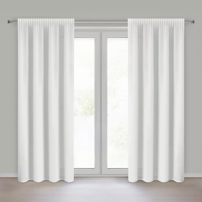 Firana biała z tkaniny szyfonowej zdobiona delikatnymi prążkami 135x270 cm taśma ROSSI Eurofirany