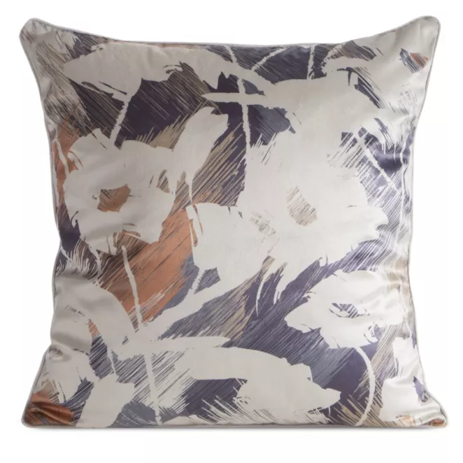 Poszewka na poduszkę 45x45 cm granatowo, beżowa z motywem kwiatów AMBRA Eurofirany
