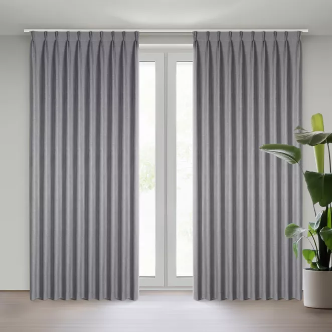 Zasłona grafitowa z 100% zaciemniającej tkaniny typu blackout 125x270 cm system flex - NELISA Eurofirany