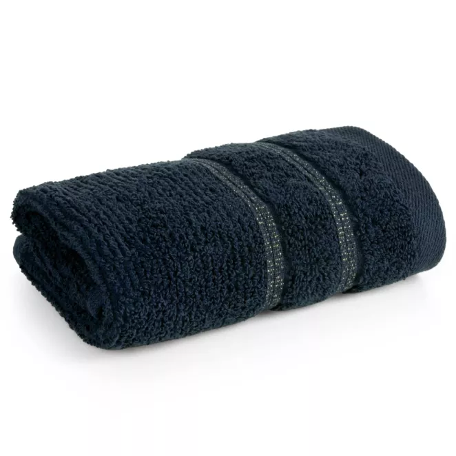 Ręcznik do rąk 30x50 cm bawełniany kolor granatowy w błyszczące paseczki AMIRA Eurofirany