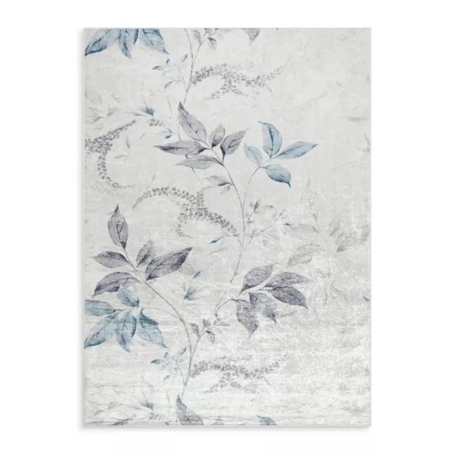 Dywan 160x220 cm kremowo, niebieski zdobiony motywem roślinnym LOTUS 6  Eurofirany