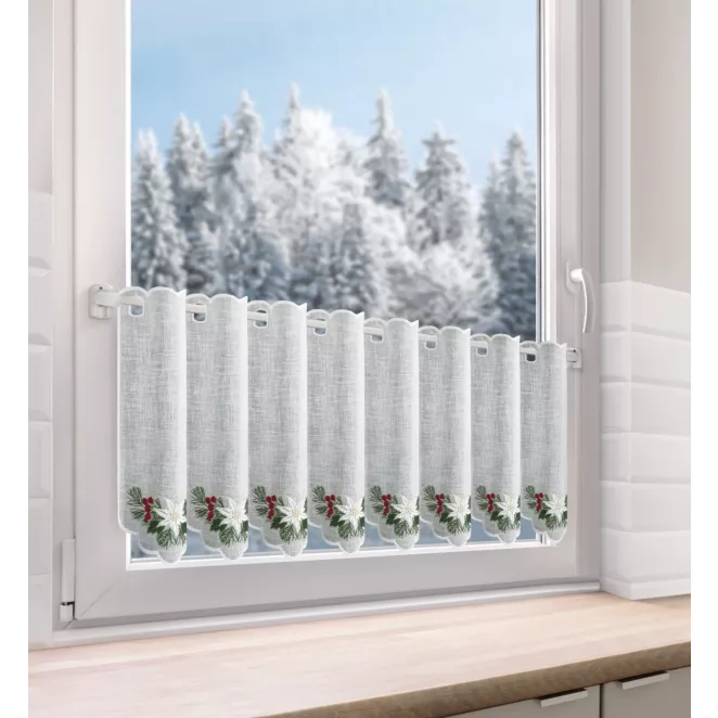 Tkanina firanowa zazdrostka z świątecznym haftem Eurofirany