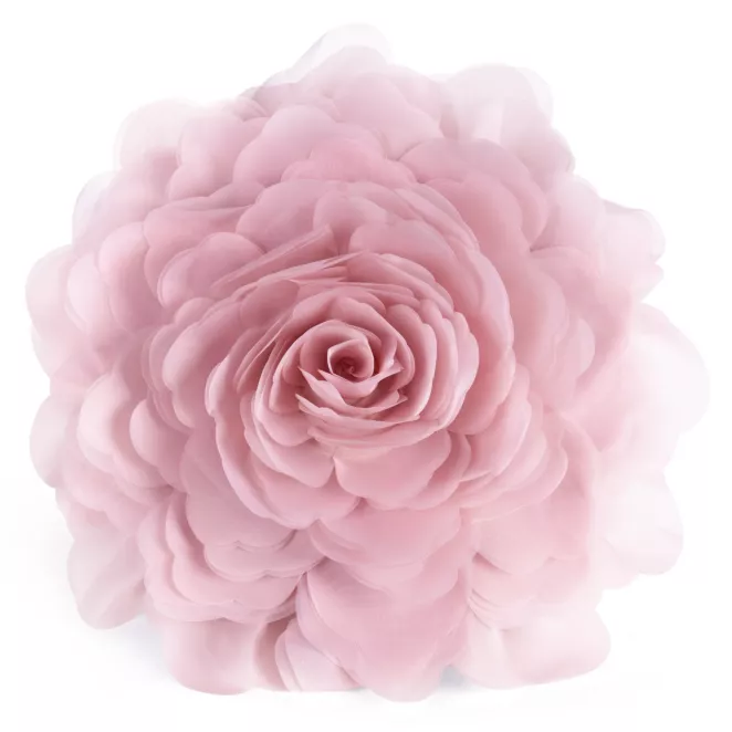 Okrągła poszewka o średnicy 40 cm kolor pudrowy zdobiona kwiatem 3D FLORES 6 Eurofirany