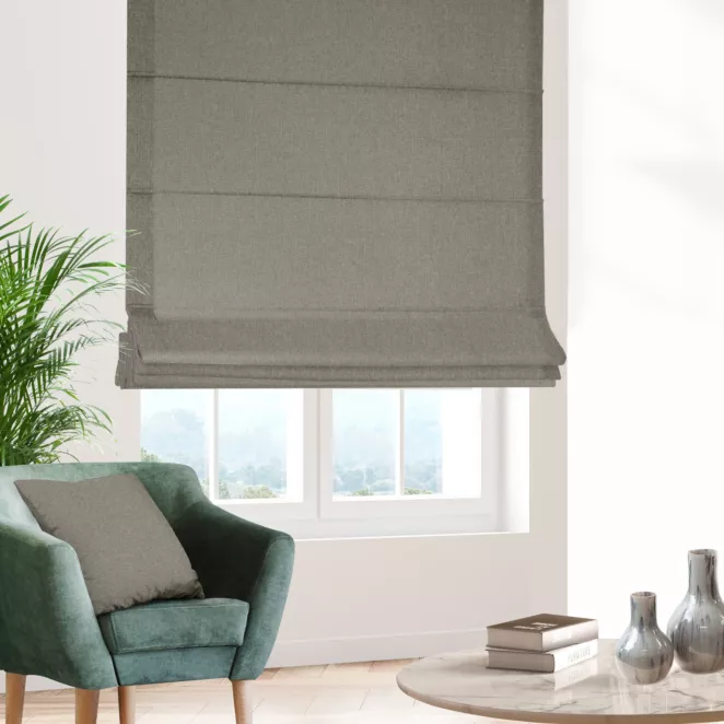 Roleta rzymska stalowa z tkaniny o naturalnym splocie w stylu eko