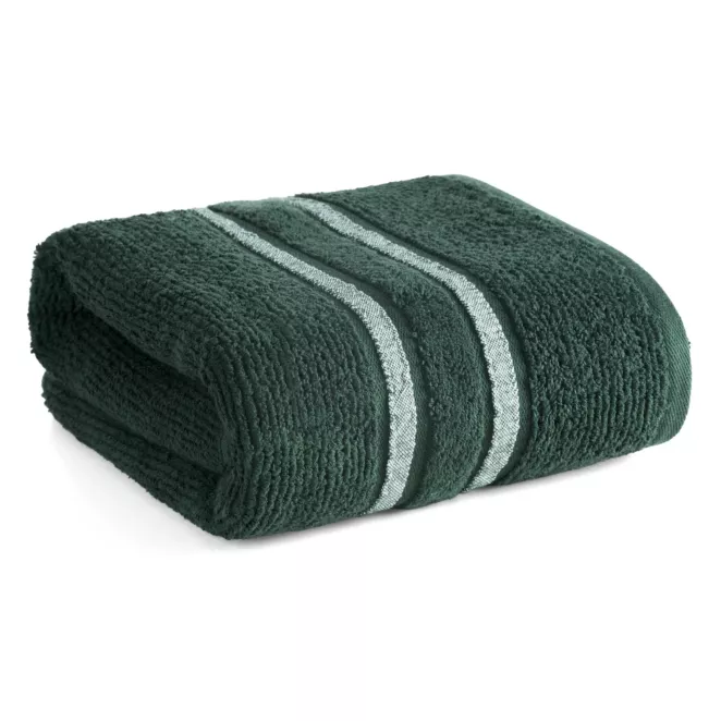 Ręcznik do rąk 30x50 cm bawełniany kolor ciemnozielony w kontrastujące pasy 500 g/m2 DINA Eurofirany