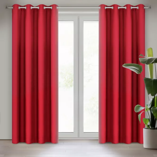 Zasłona czerwona z matowej gładkiej tkaniny 140x250 cm przelotka RITA Eurofirany