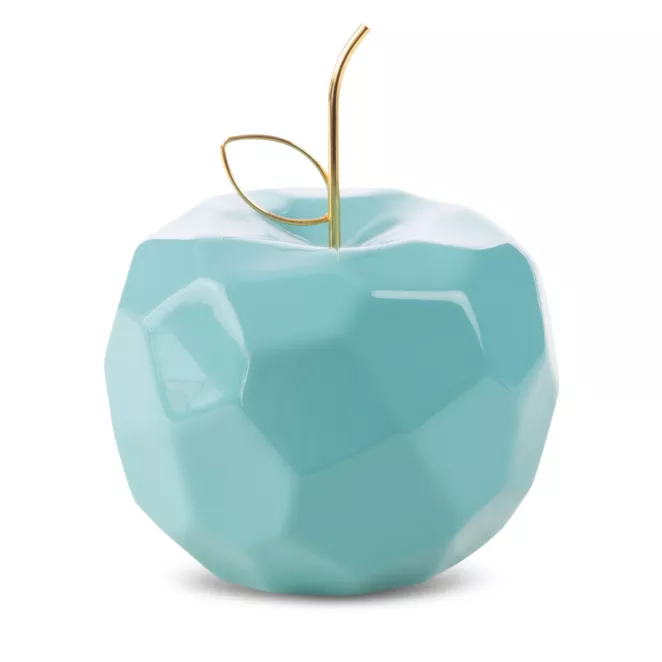 Figurka APLE niebieskie jabłko ze złotym ogonkiem w nowoczesnym stylu Eurofirany