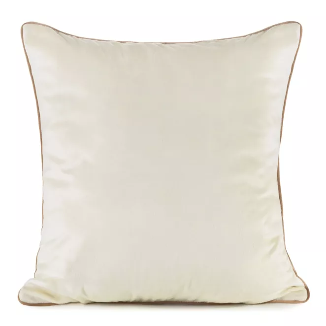 Poszewka na poduszkę 60x60 cm welwetowa o delikatnym połysku z ozdobną lamówką kremowa GAJA 2 Eurofirany