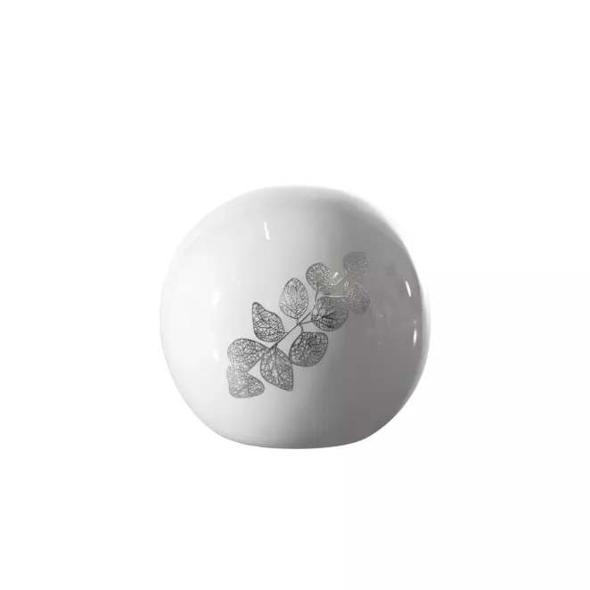 Kula ceramiczna biała ERIKA ze srebrnymi listkami 9x9 cm Eurofirany