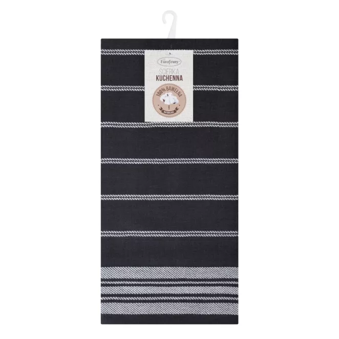 Komplet ściereczek kuchennych 2szt 50x70 cm bawełniany kolor stalowy w kratkę oraz subtelne pasy 200 g/m2 RUBI Eurofirany