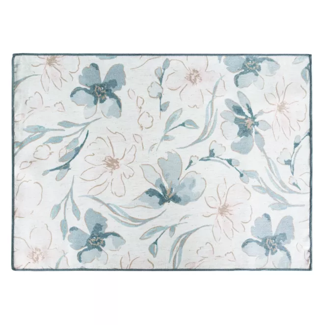 Komplet podkładek 4 szt naturalno, jasnoniebieski 32x45 cm INES 10 z nadrukowanym motywem pastelowych kwiatów