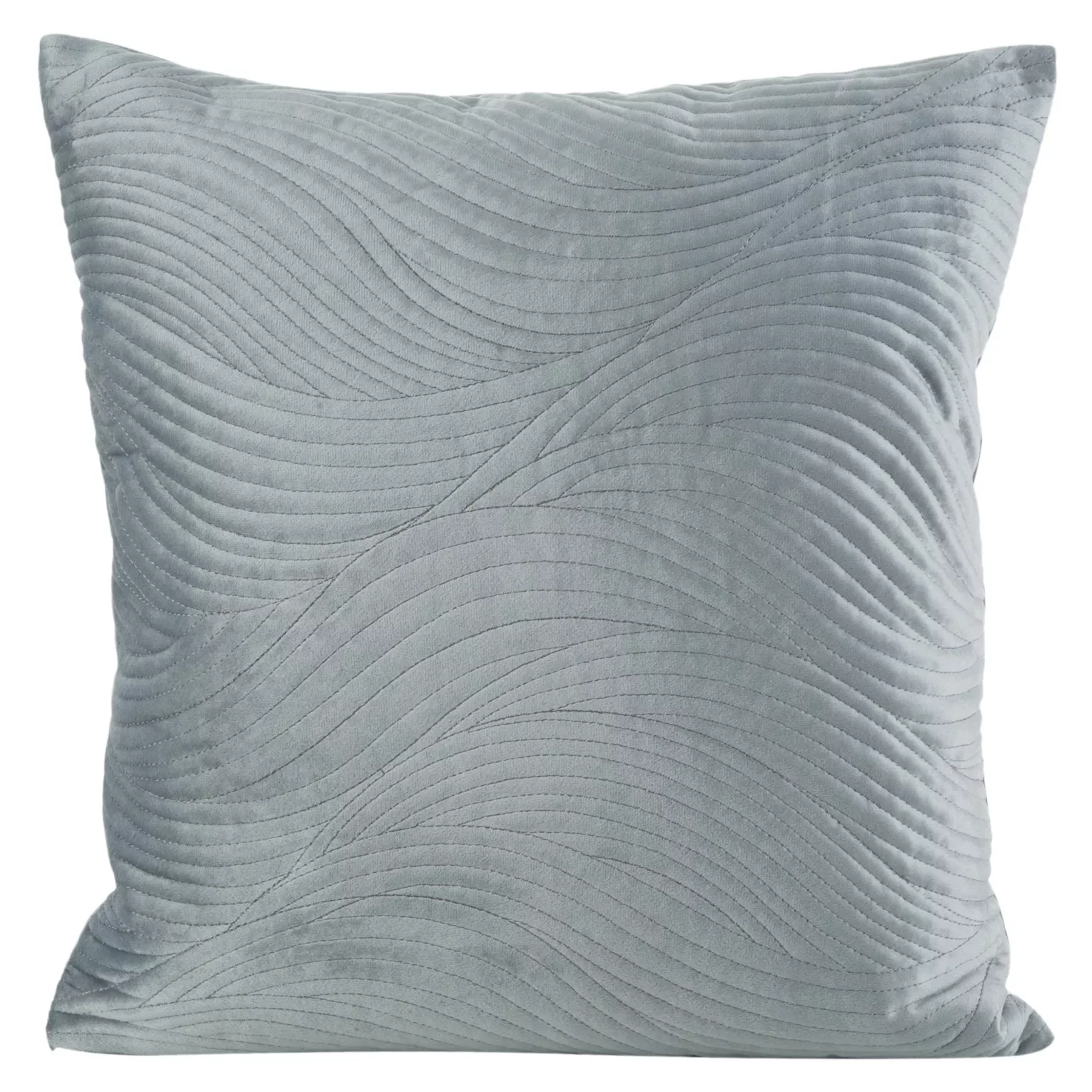Poszewka na poduszkę 45x45 cm welwetowa pikowana metodą tradycyjnego szycia w falujący wzór srebrna RIA5 EUROFIRANY PREMIUM