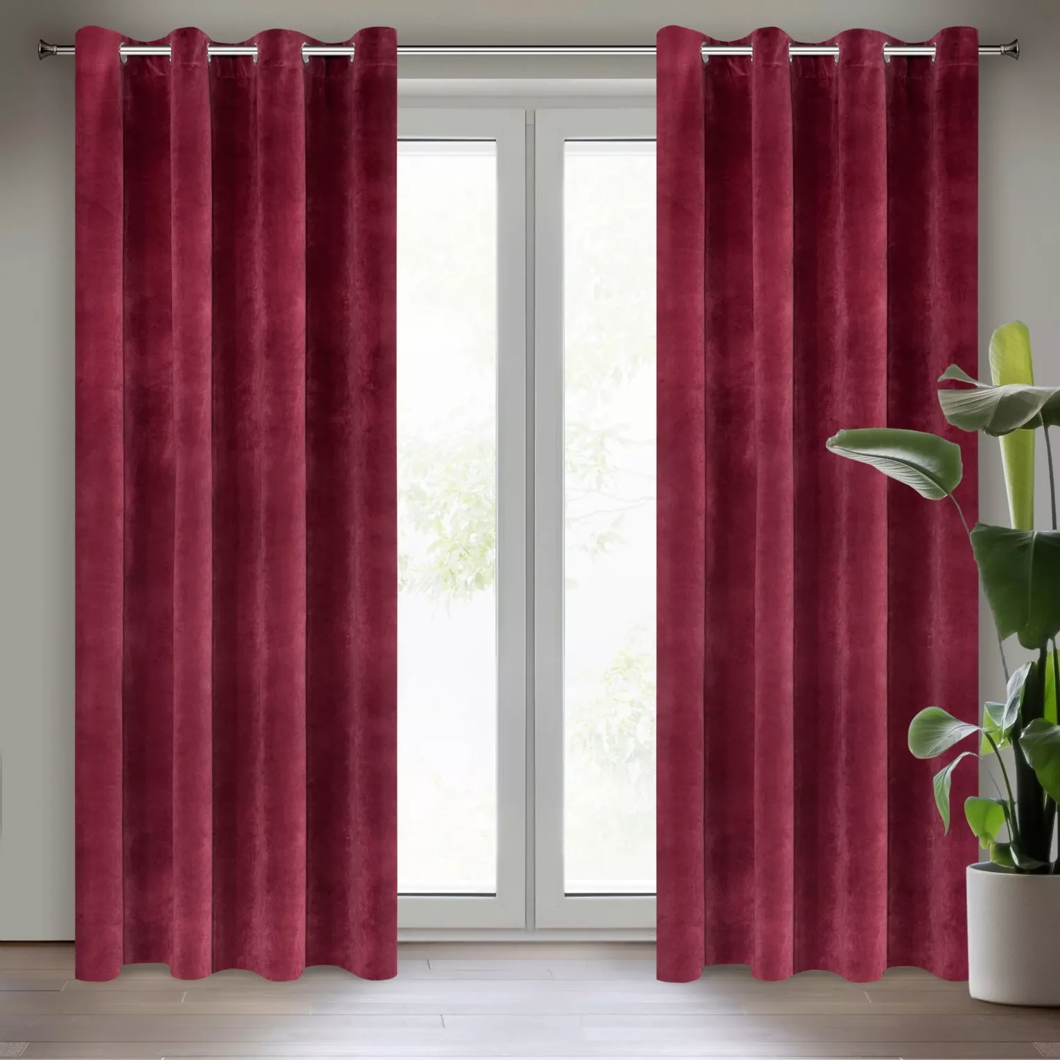 Zasłona bordowa z ekskluzywnego matowego welwetu 140x250 cm przelotka RIA Diva Line Eurofirany