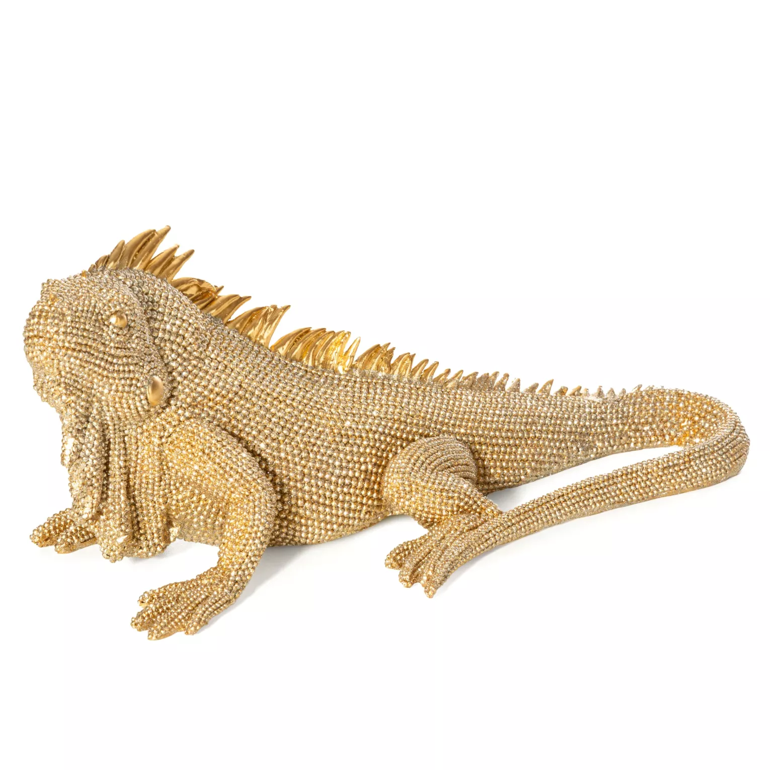Figurka złota iguana o drobnym strukturalnym wzorze 31x15x12 cm ELDO 2 Eurofirany