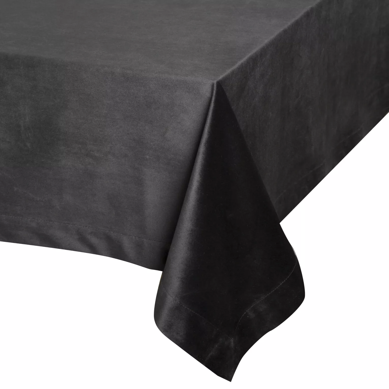Obrus czarny 140x220 cm welwetowy MELINDA z ozdobną listwą