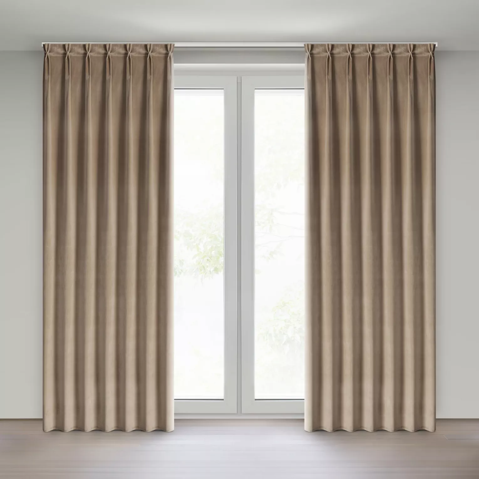Zasłona ciemnobeżowa z welwetowej tkaniny 80x270 cm system flex - MELANIE Eurofirany