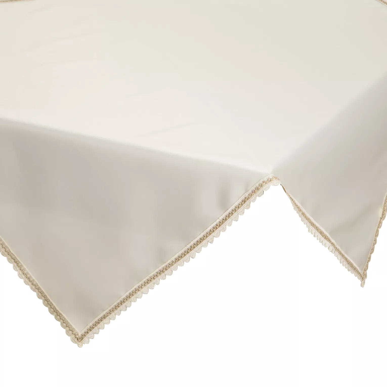 Bieżnik na stół kremowy 85x85 cm LACE z szampańskim haftowanym zdobieniem