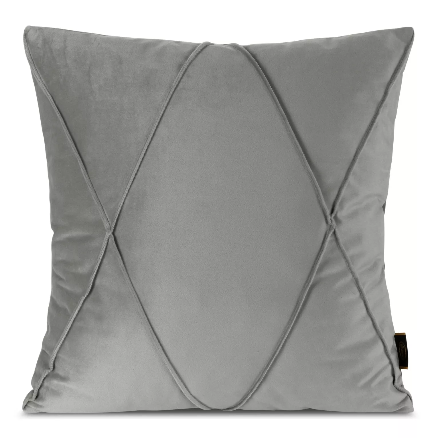 Poszewka na poduszkę 45x45 cm welwetowa z ozdobnym geometrycznym przeszywanym wzorem srebrna NALA 1 EUROFIRANY PREMIUM