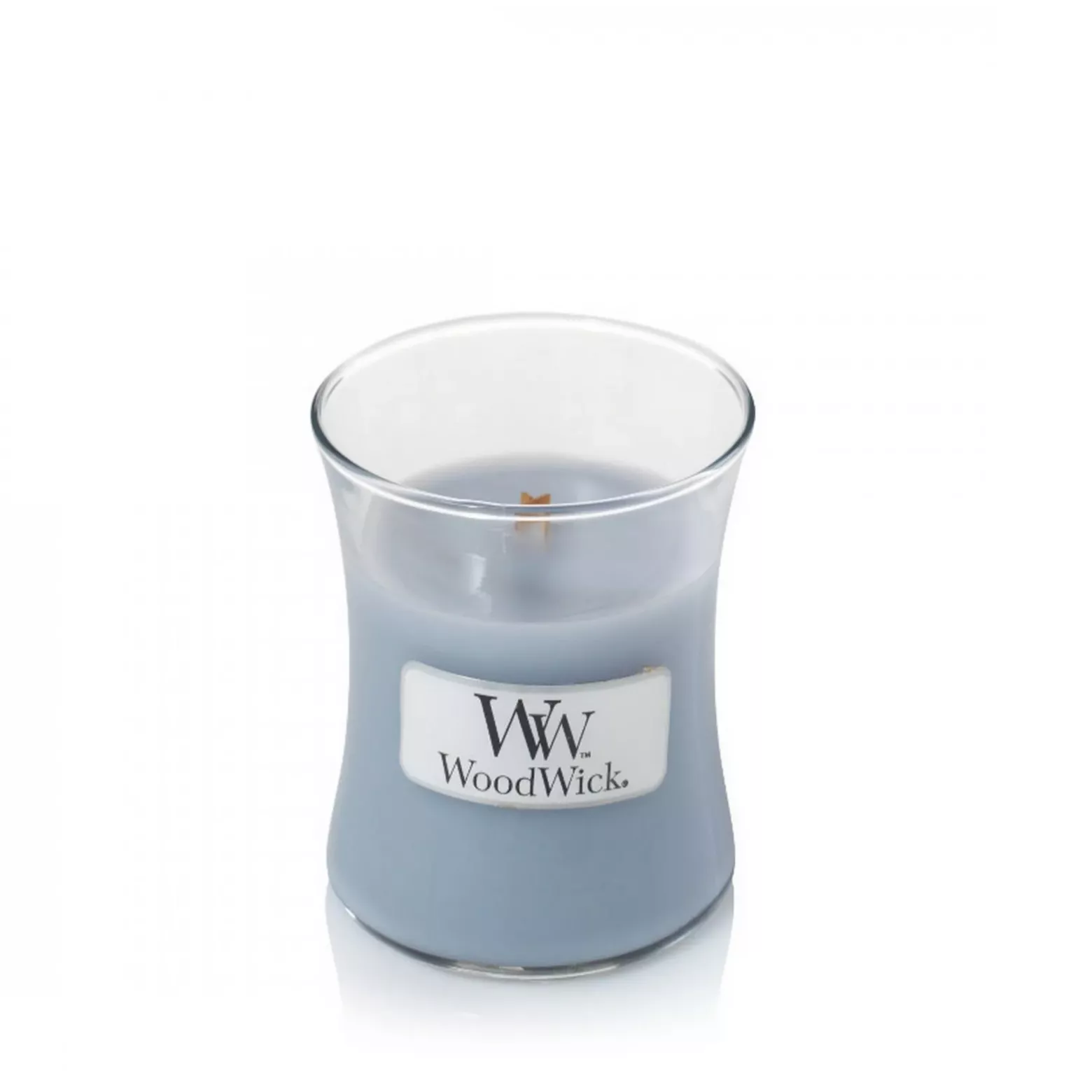Mała świeca z drewnianym knotem w szkle WOOD WICK o zapachu Fireside
