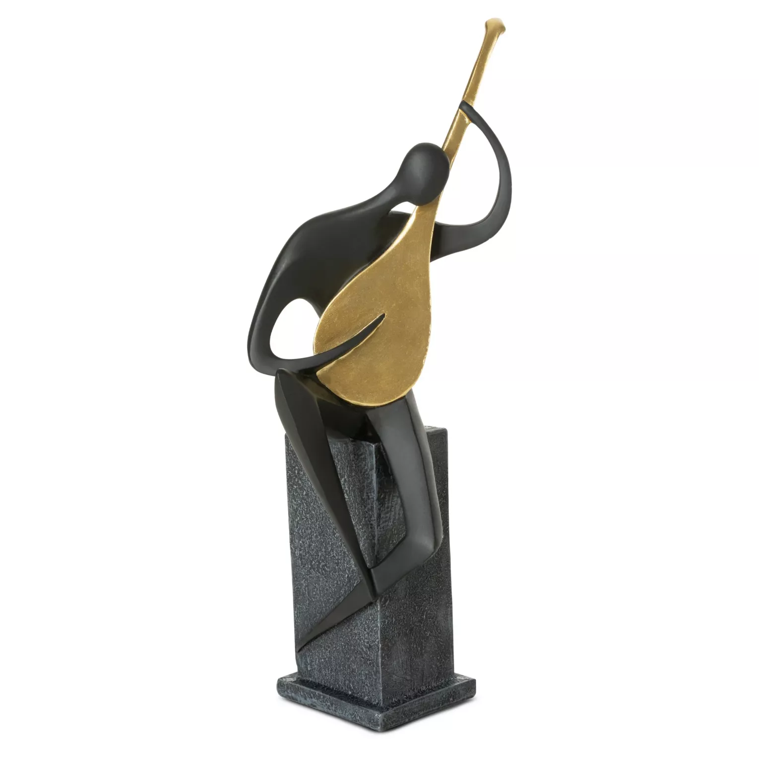 Figurka ceramiczna czarno-złota w kształcie postaci trzymającej gitara 13x11x32 cm RICO Eurofirany