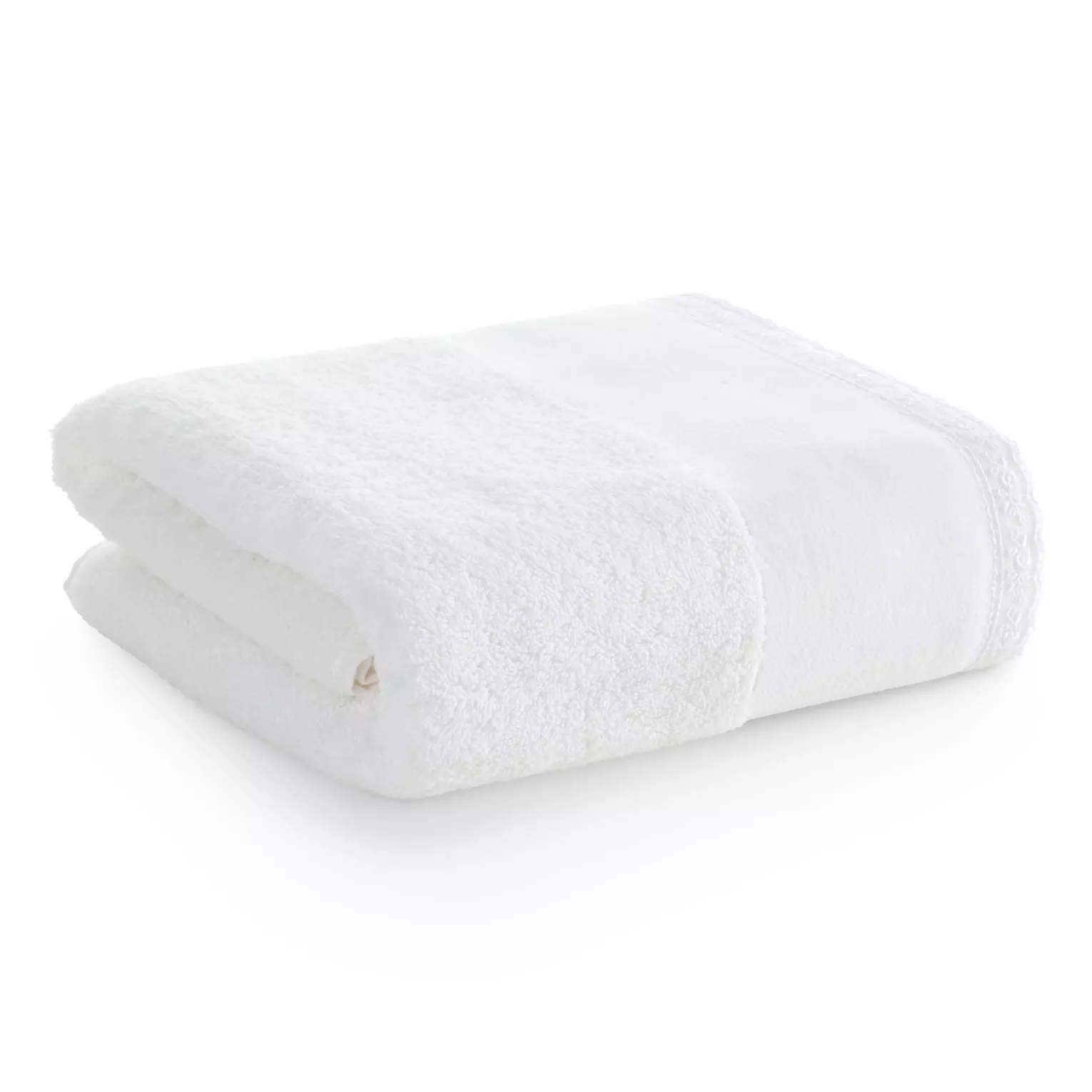 Ręcznik kąpielowy 70x140 cm bawełniany kolor biały z koronkową bordiurą 500 g/m2 EMI Eurofirany
