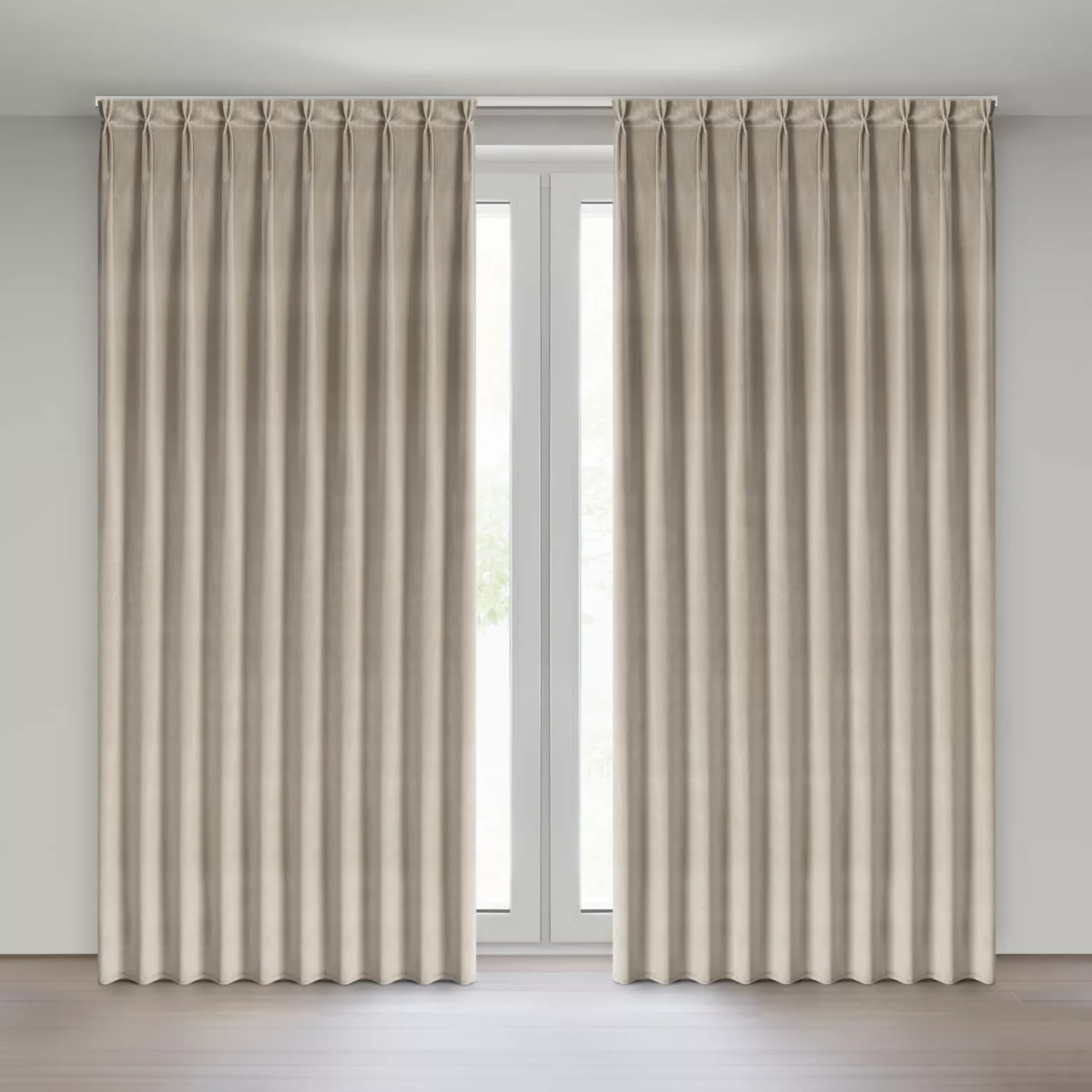 Zasłona beżowa z welwetowej tkaniny 125x270 cm system flex - MELANIE Eurofirany
