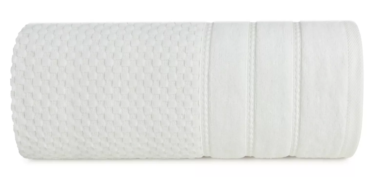Ręcznik do rąk 30x50 cm bawełniany kolor kremowy z ozdobną bordiurą w paseczki 500 g/m2 ADORE Eurofirany