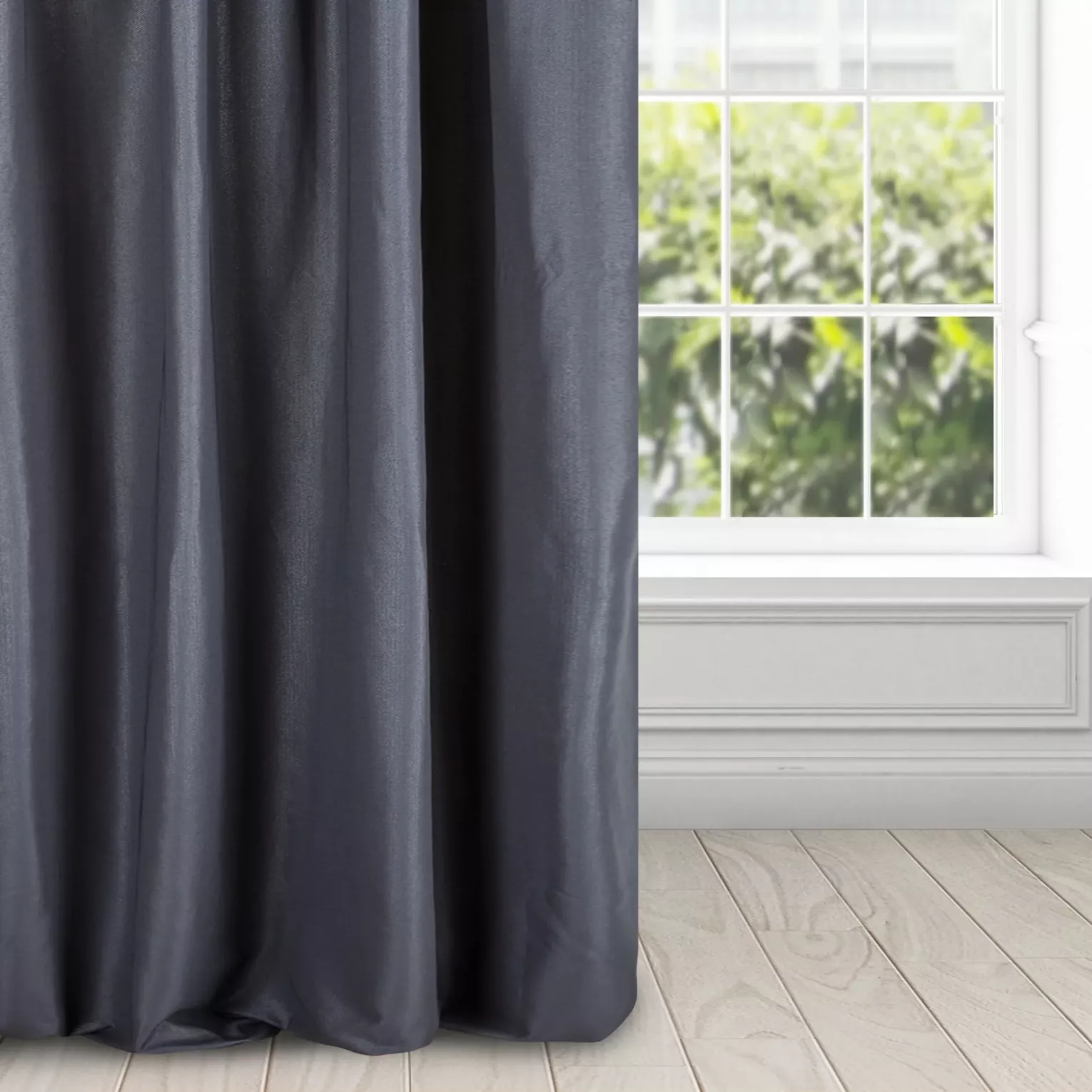 Zasłona granatowa z błyszczącym splotem 140x270 cm taśma ESSME Eurofirany