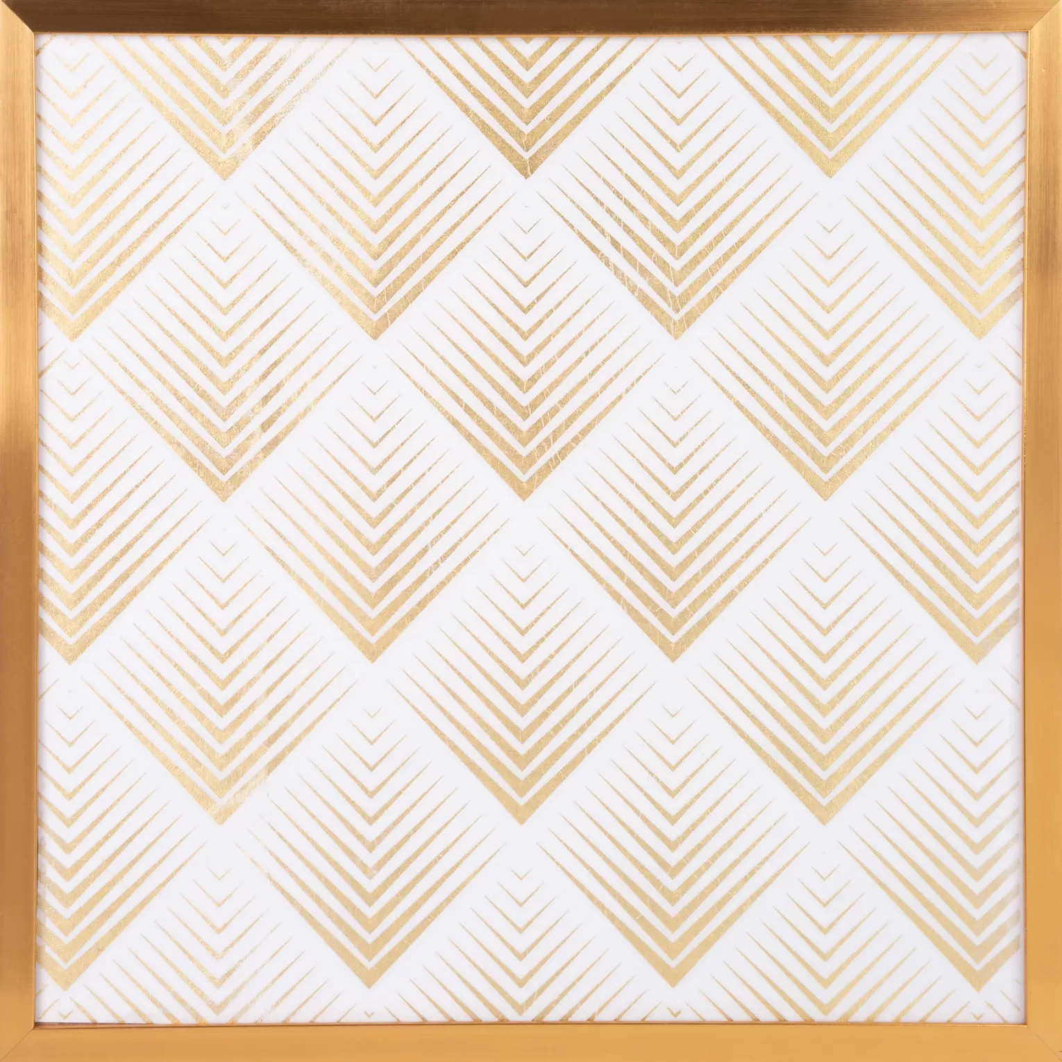 Obraz geometryczny biały ze złotym nadrukiem w złotej ramie 53x53 cm BLANCA 2 LIMITED COLLECTION