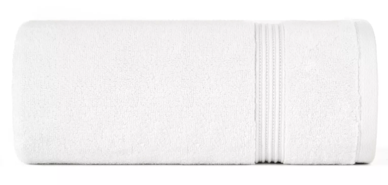 Ręcznik kąpielowy 50x90 cm bawełniany kolor biały 0 twist zdobiony paseczkami 550 g/m2 MOLLY Eurofirany