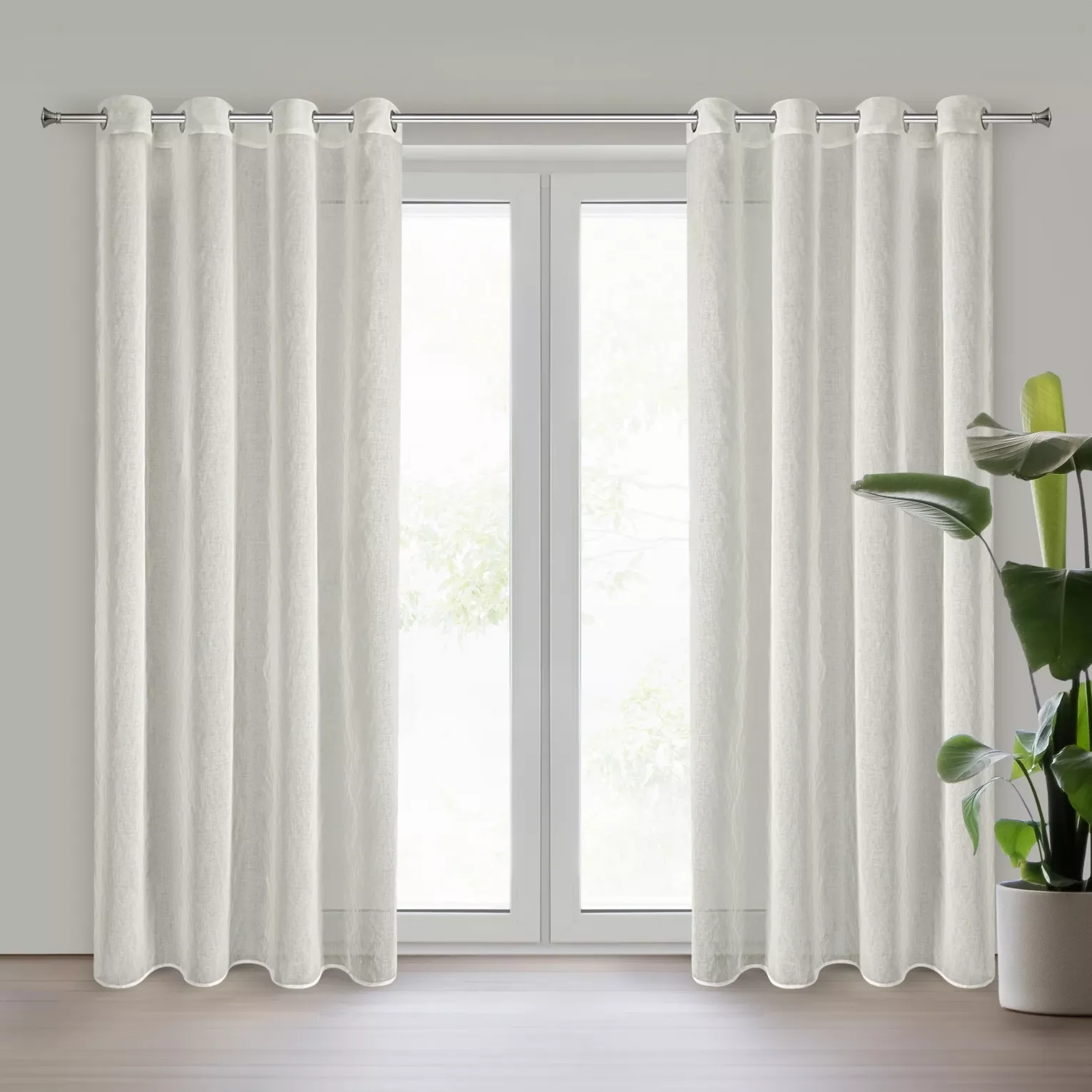 Firana naturalna z domieszką lnu 140x250 cm przelotka - AUREA Eurofirany