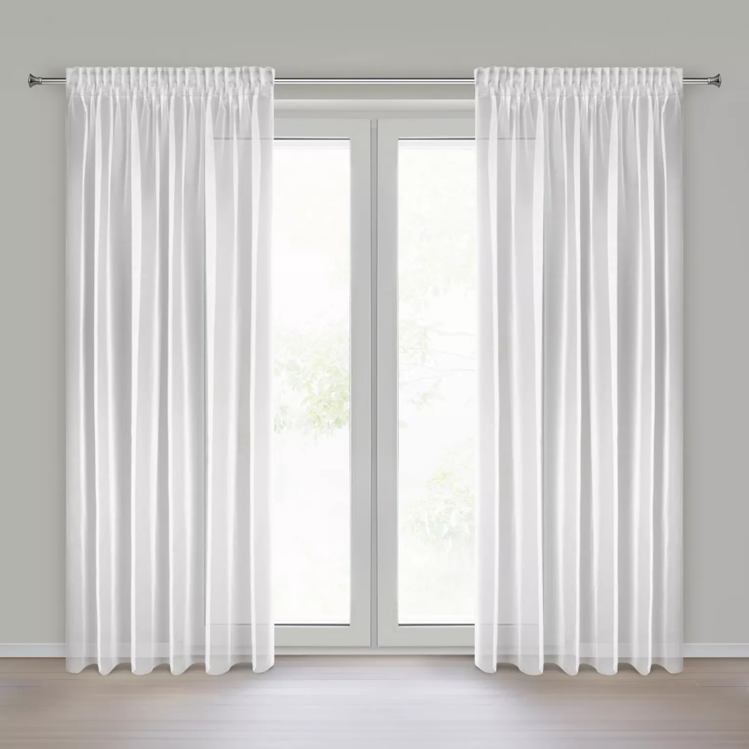 Firana biała z lekkiej i błyszczącej tkaniny 135x270 cm taśma ESEL ELLA LINE Eurofirany