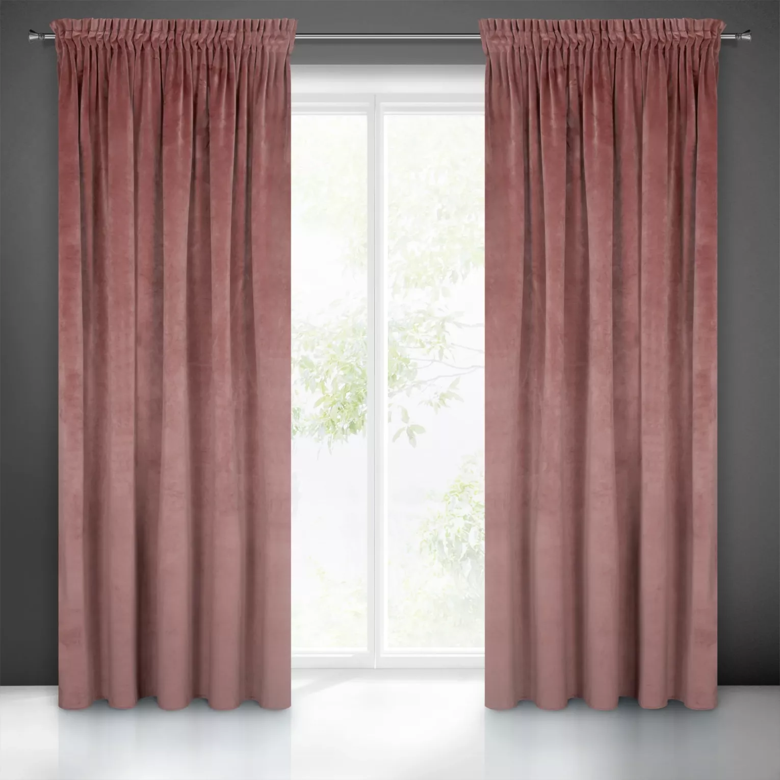 Zasłona ciemnoróżowa z ekskluzywnego matowego welwetu 140x270 cm taśma RIA Diva Line Eurofirany