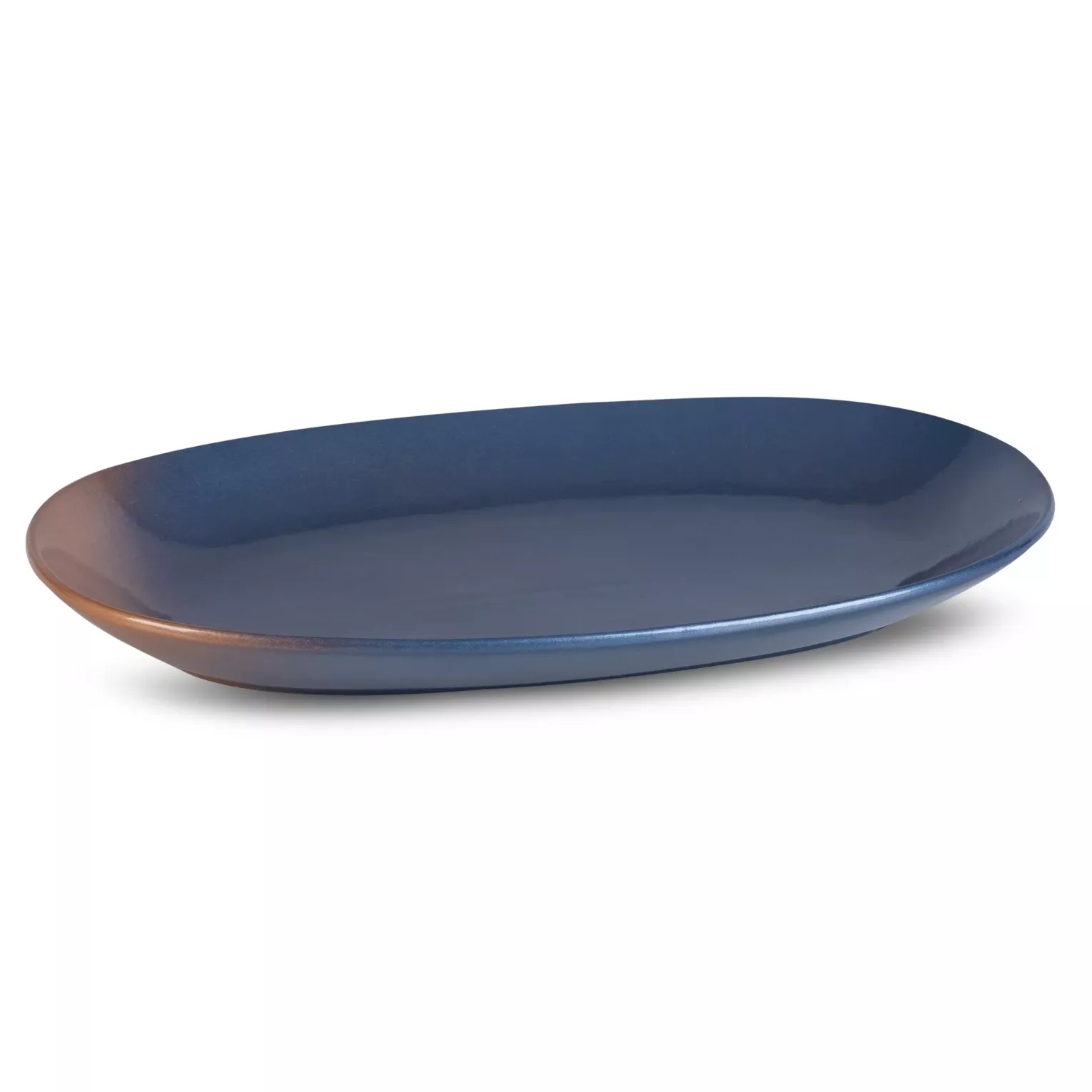 Patera ceramiczna dekoracyjna niebiesko-złoty z efektem ombre 35x23x4 cm NESSA Eurofirany