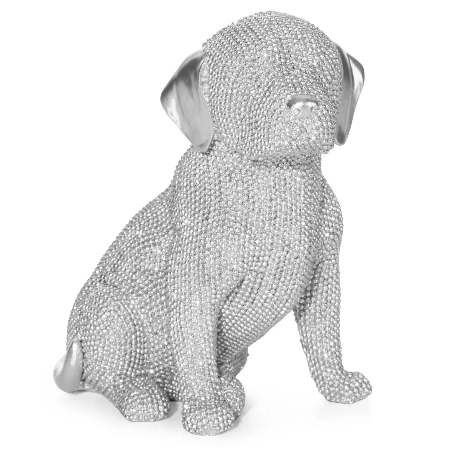 Figurka srebrna pies o drobnym strukturalnym wzorze 14x9x16 cm ELDO 1 Eurofirany
