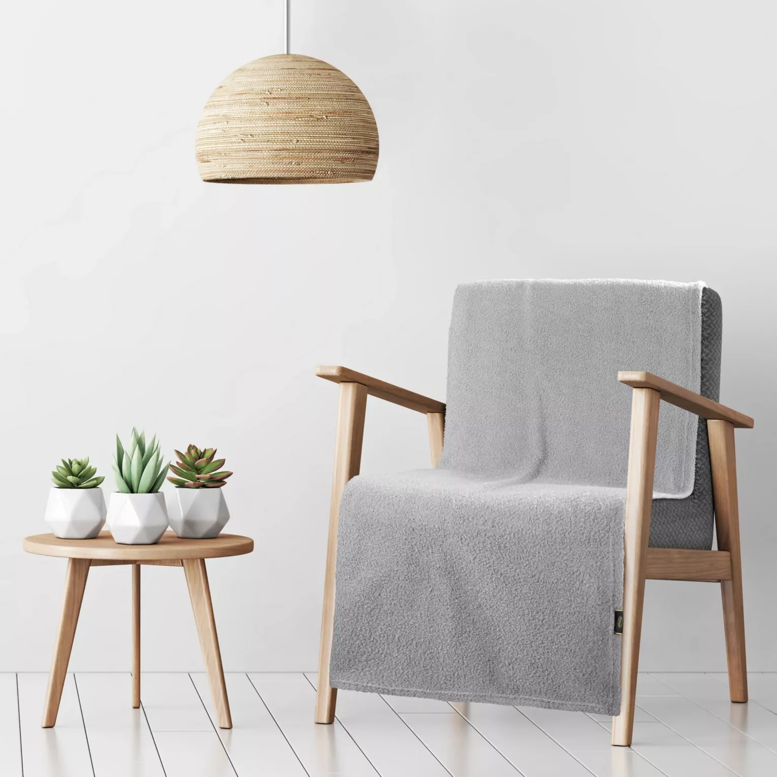 Narzuta na fotel 70x160 cm srebrna o miękkiej strukturze  BUKLA  Eurofirany