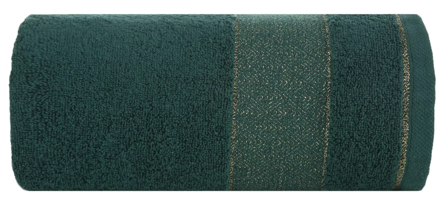 Ręcznik do rąk 30x50 cm bawełniany kolor ciemnozielony z ozdobną bordiurą 500 g/m2 NESSY Eurofirany