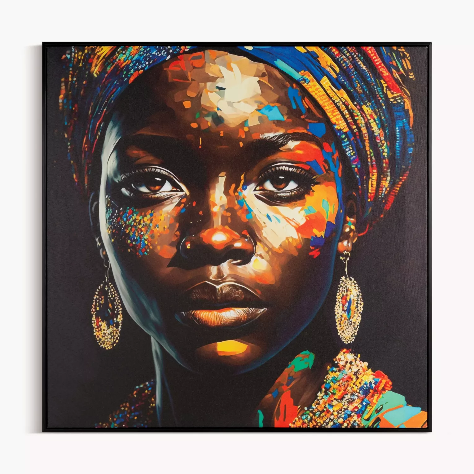 Obraz postaci czarno, ciemnoturkusowy nadruk na płótnie 60x60 cm  Eurofirany