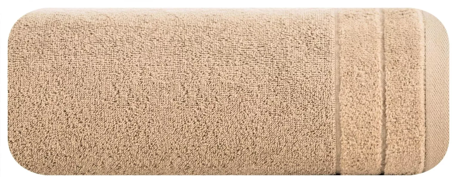 Ręcznik kąpielowy 70x140 cm bawełniany kolor beżowy z welwetową bordiurą 500 g/m2 DAMLA Eurofirany