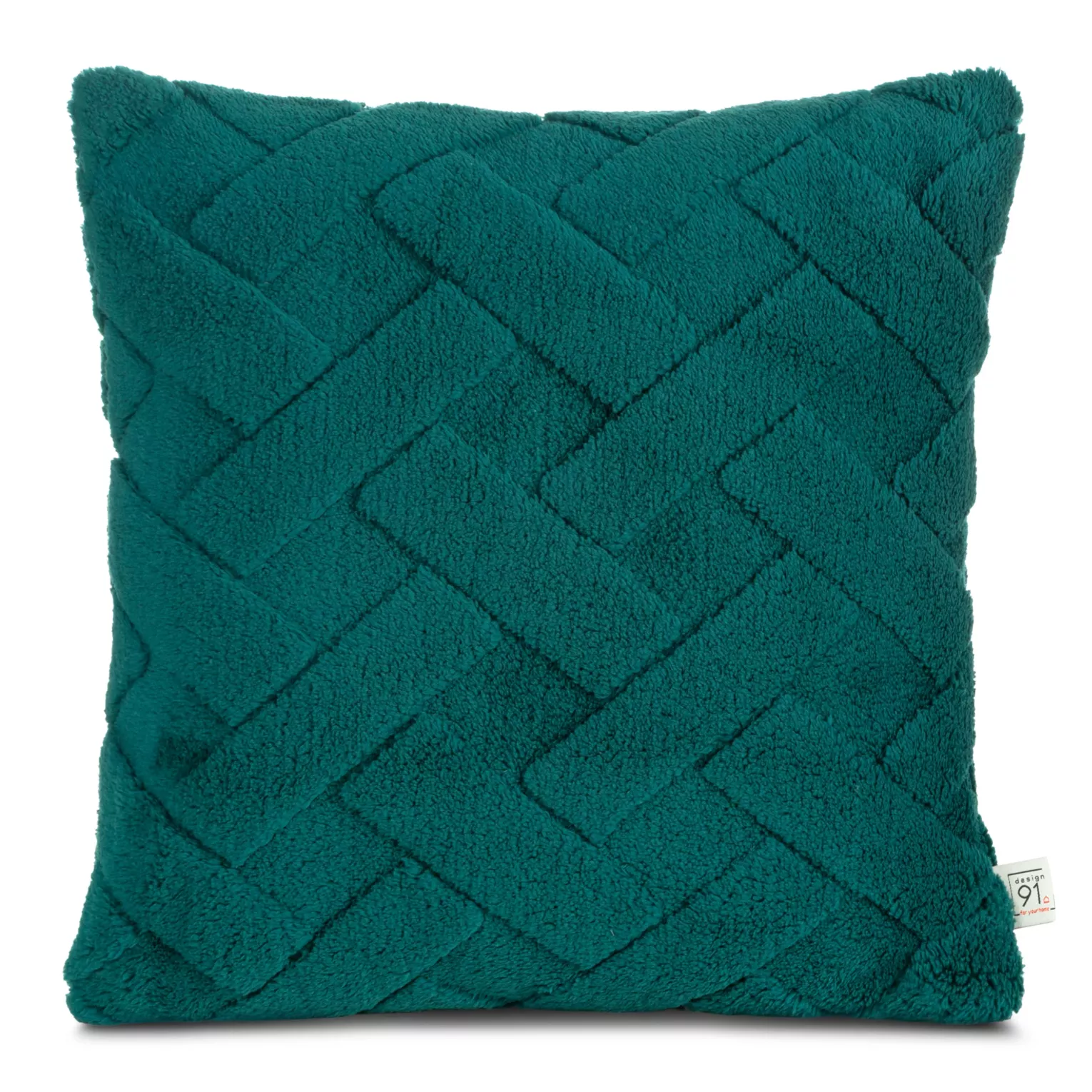 Poszewka na poduszkę 45x45 cm z miękkiego pluszu zdobiona wypukłym wzorem ciemnozielona CARO DESIGN 94 Eurofirany