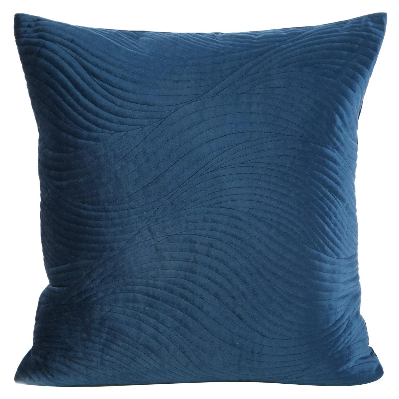 Poszewka na poduszkę 45x45 cm welwetowa pikowana metodą tradycyjnego szycia w falujący wzór granatowa RIA5 EUROFIRANY PREMIUM