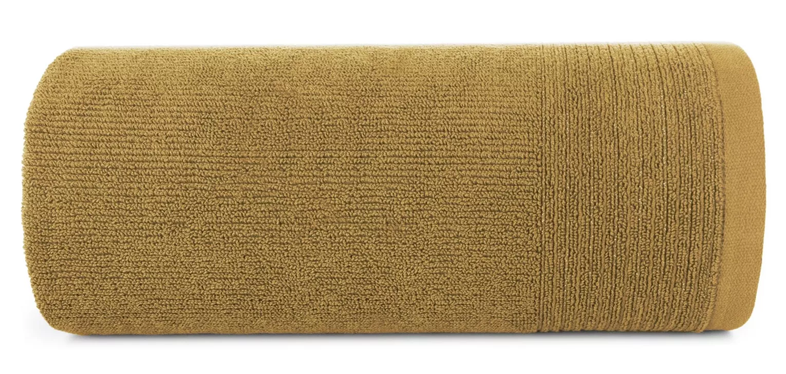 Ręcznik do rąk 30x50 cm bawełniany kolor miodowy zdobiony błyszczącą bordiurą 500 g/m2 LARI Eurofirany