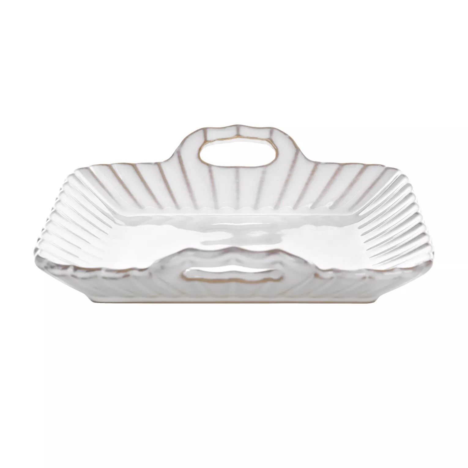 Patera ceramiczna dekoracyjna kremowo-beżowa z praktycznymi uchwytami w stylu eko 20x19x5 cm AVRIL Eurofirany
