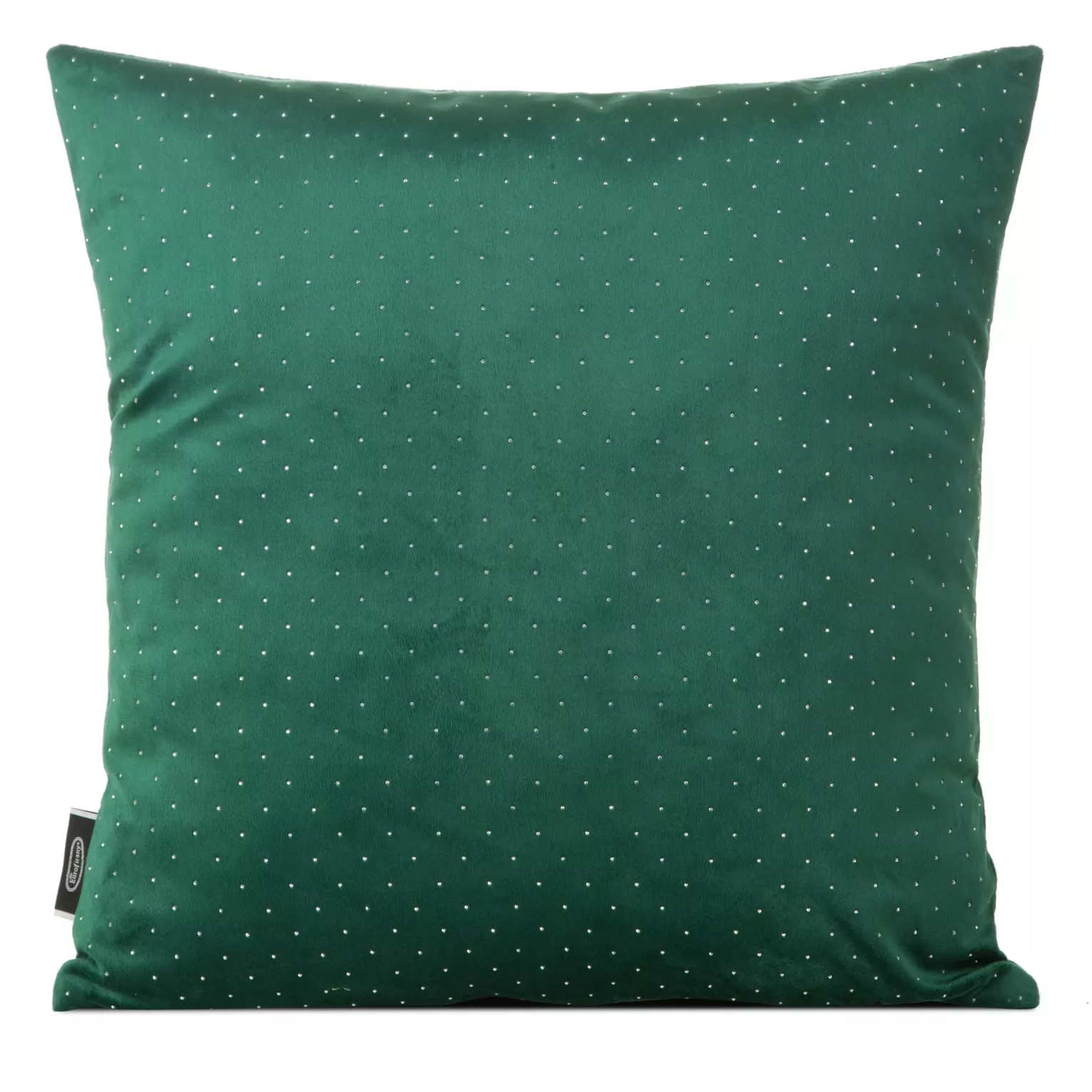 Poszewka na poduszkę 45x45 cm welwetowa zdobiona diamencikami ciemnozielona ARIADNA Eurofirany