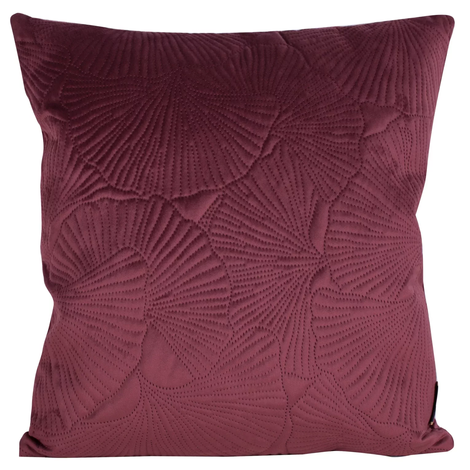 Poszewka na poduszkę 45x45 cm welwetowa z wytłaczanym wzorem liści miłorzębu bordowa VELVET 58 EUROFIRANY PREMIUM