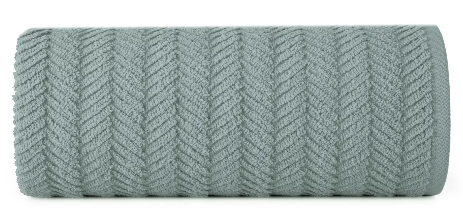 Ręcznik kąpielowy 50x90 cm bawełniany kolor miętowy zdobiony wzorem jodełki 550 g/m2 ETNO Eurofirany