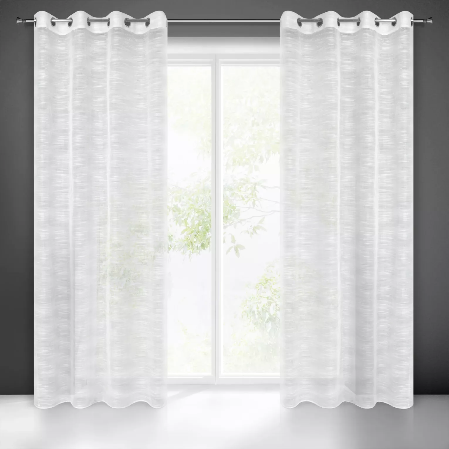 Firana biała z efektem deszczyku półprzezroczysta 140x250 cm przelotka ASTERA Eurofirany