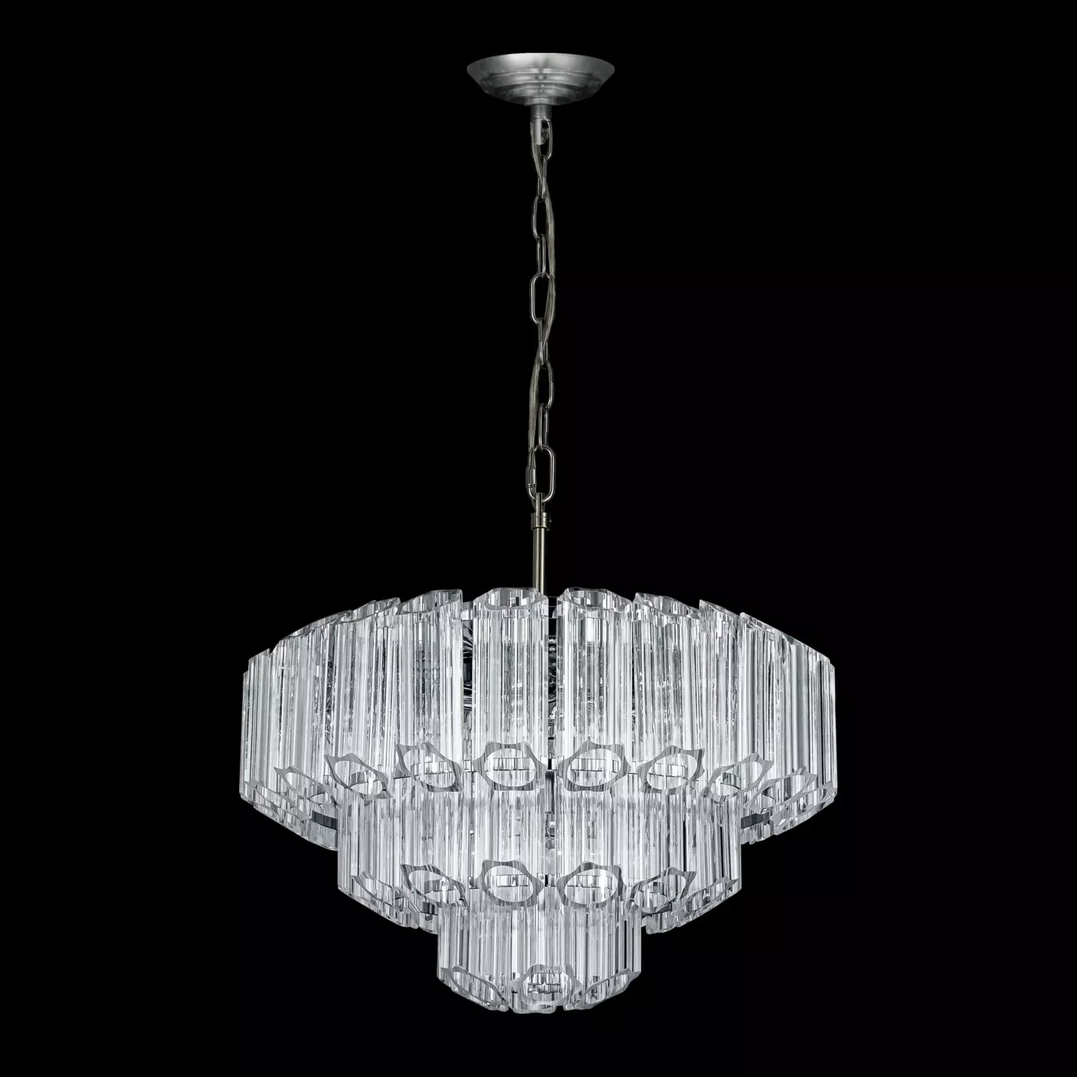 Lampa wisząca do salonu srebrna DANA ze szklanymi zawieszkami, możliwość regulacji wysokości 50 x 150 cm DANA Eurofirany