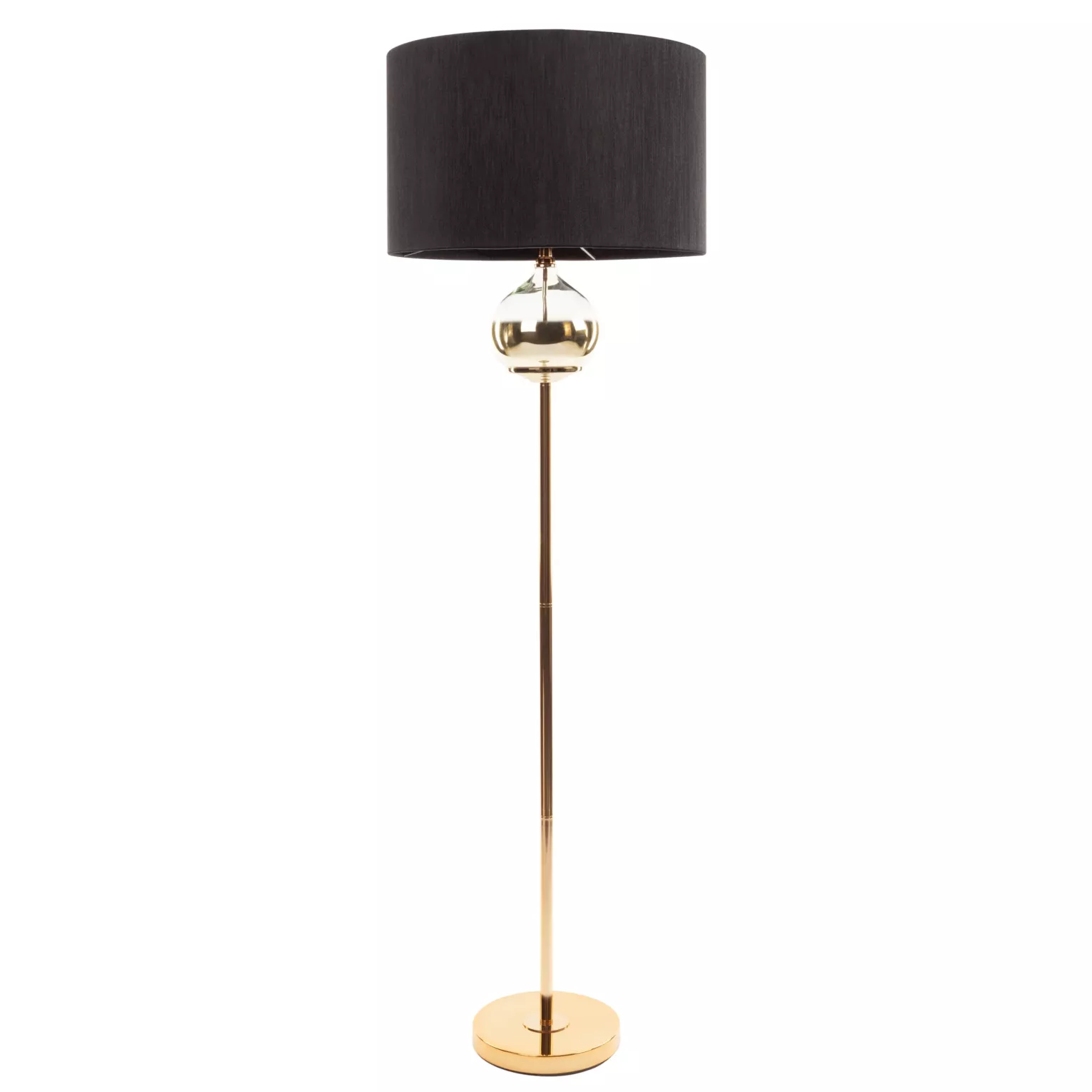 Lampa stojąca do salonu czarno, złota z matowym abażurem 50 x 159 cm CAROLINE  Eurofirany